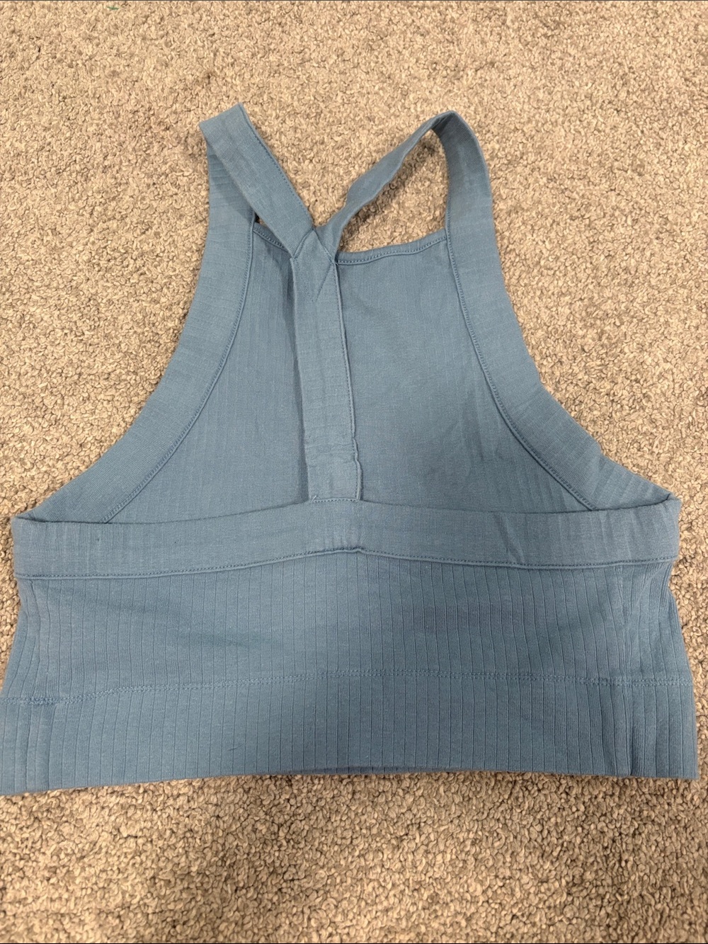 Free People Ribbed Blue High-Neck Tank Top - Picture 3 of 4